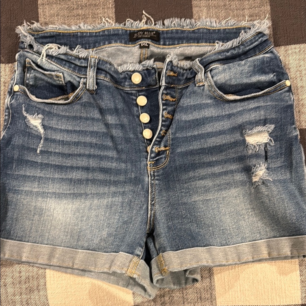 Judy Blue Distressed Jean Shorts Blue
